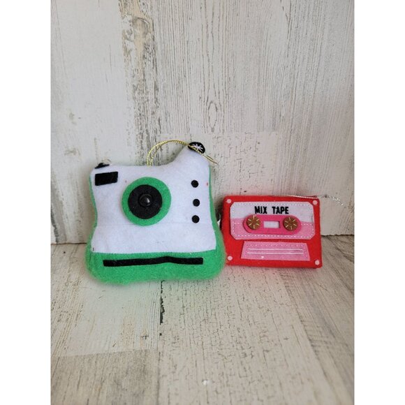 Felt Polaroid camera cassette‎ mixtape set ornament Xmas - Picture 1 of 5